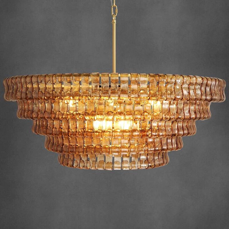 KAYLA 36in-67.4 in. 6-Lights Gold Crystal Drum Chandelier - 47.6in - Gold