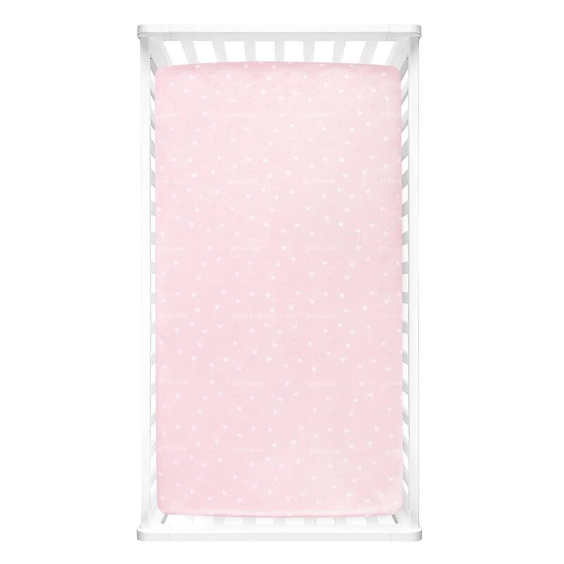 Lush Decor Baby Llama Love Allover Hearts Soft & Plush Fitted Crib Sheet - 52"x 28" x 9"