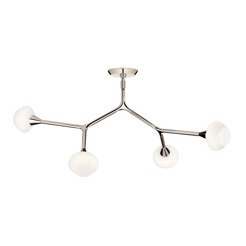 Cassius 39.5 Inch 4 Light Convertible Chandelier with Opal Glass in Polished Nickel