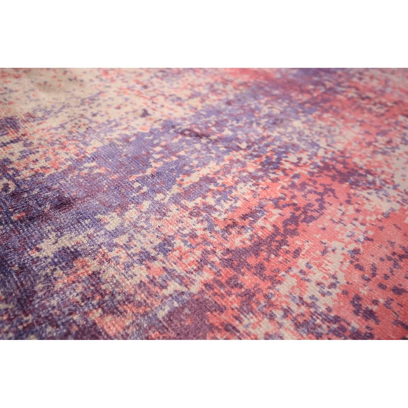 All-Over Abstract Modern Round Area Rug Hand-Knotted Wool Carpet - 6'6" x 6'6"