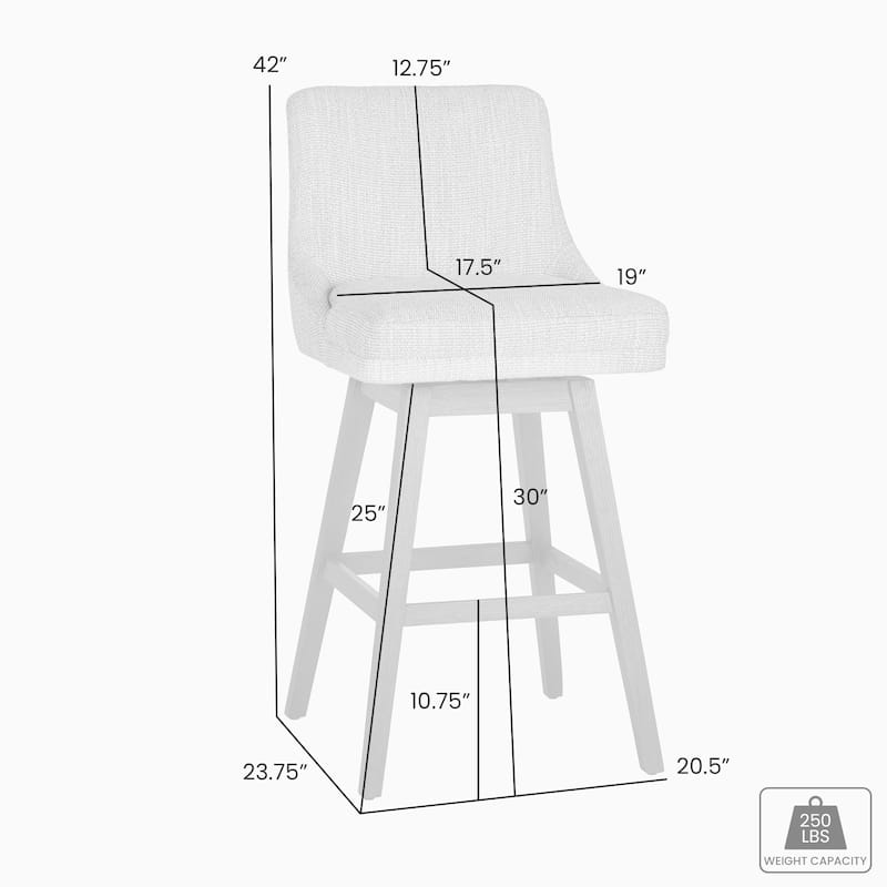 Branson Modern Bar Stool, Upholstered Counter Stool with Solid Wood Frame