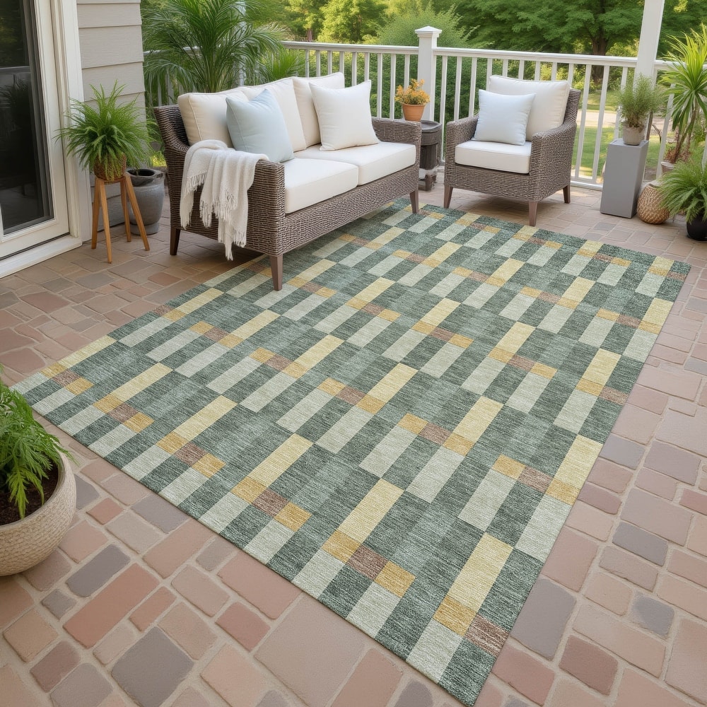 Machine Washable Indoor/ Outdoor Modern Chanute Chantille Rug