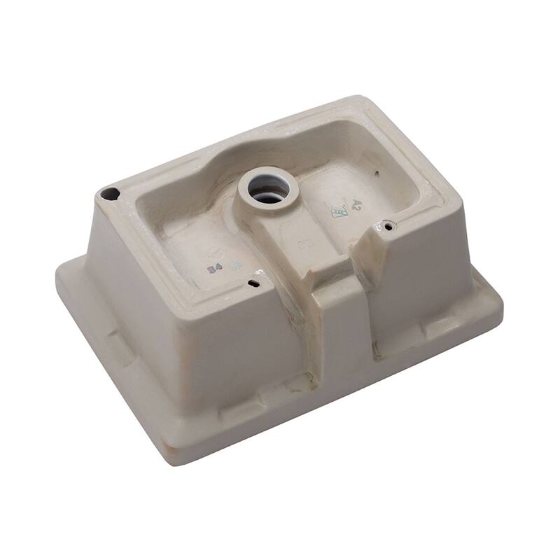 White Ceramic Rectangular Undermount Bathroom Sink with Overflow Hole