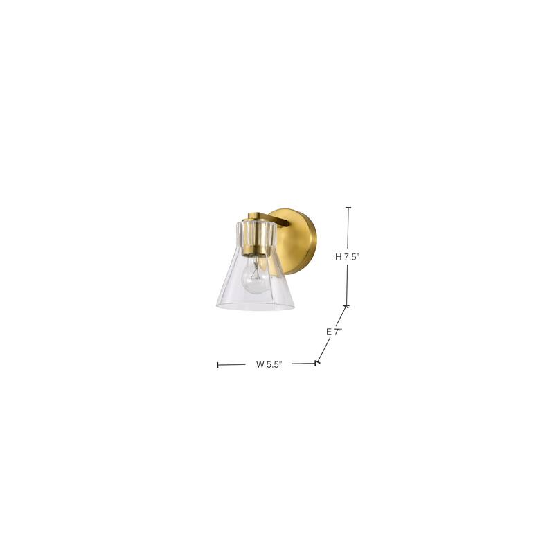 Gianna 1 Light Vanity Vintage Brass Finish Clear Glass - Vintage Brass