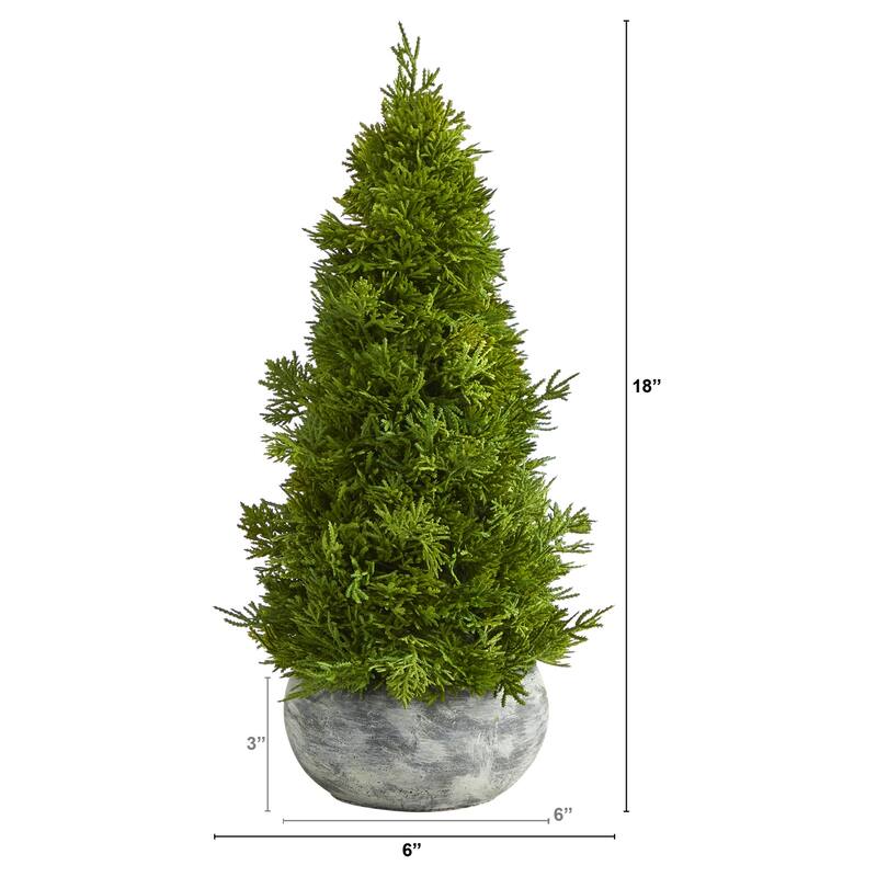 18 Inch Artificial Cone Tree in Planter - Holiday Decor, Festive Greenery, Indoor Accent - Green - 11-20 Inches