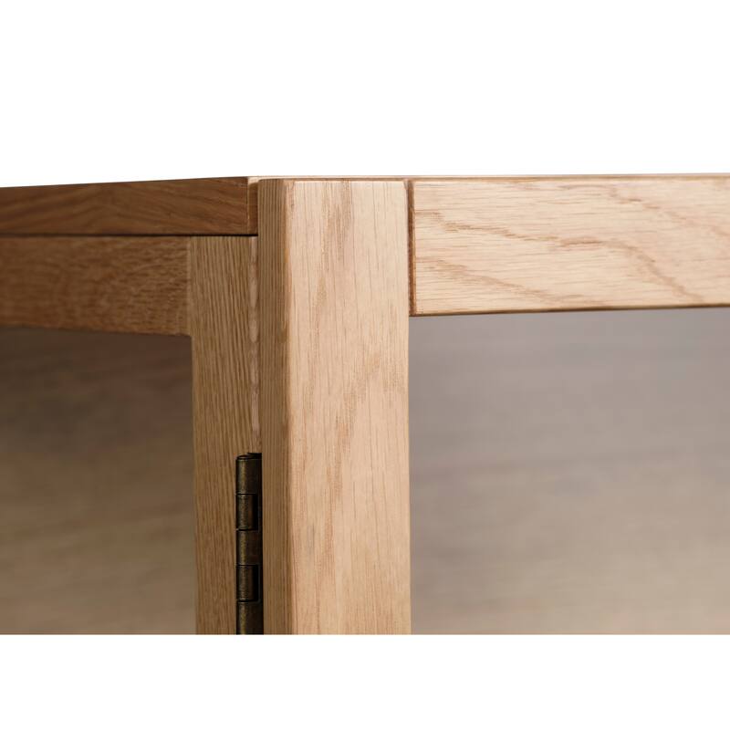Rye Studio Modern Glass Panel Cabinet, Natural Oak