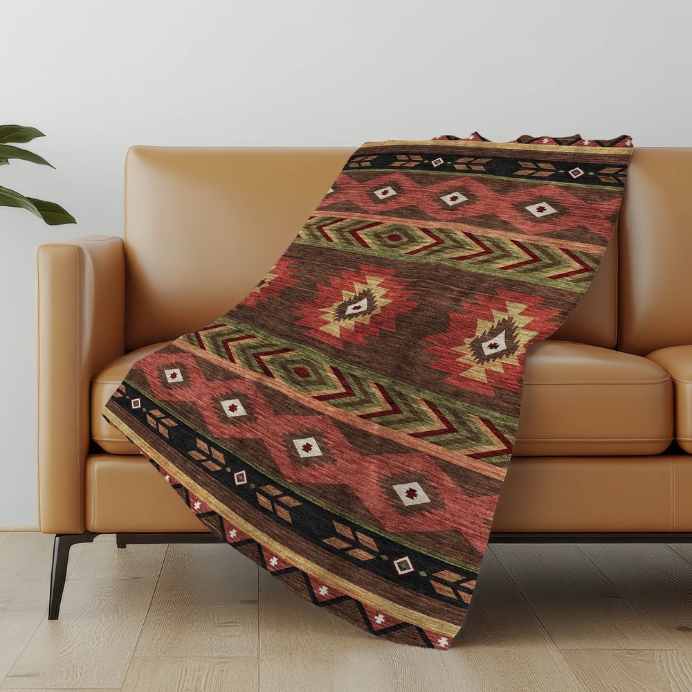 Premium Machine Washable ASB178 Southwest Tribal Sherpa Throw Blanket