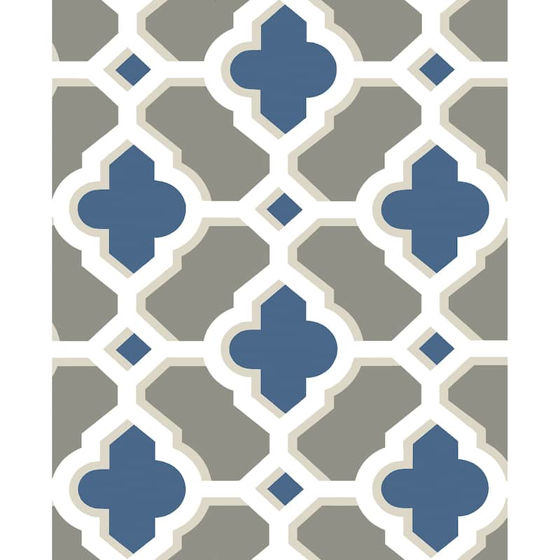 A-Street Prints Lido Navy Quatrefoil Wallpaper