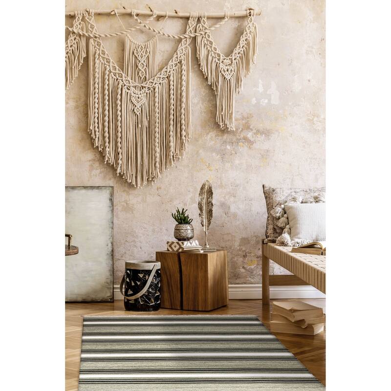 ECARPETGALLERY Flat-Weave Ankara FW Light Green Wool Kilim - 5'2 x 7'8