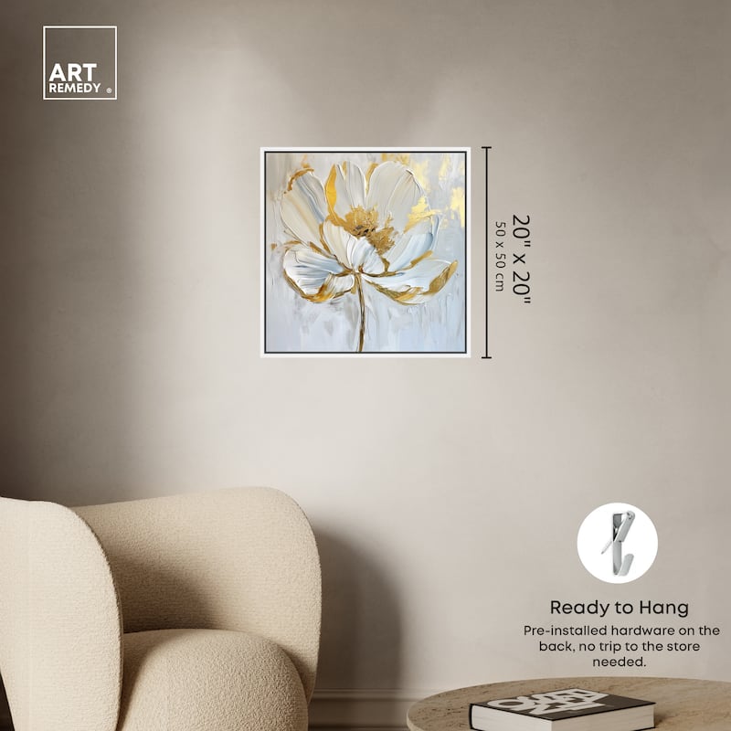 Art Remedy Gold Magnolia II Framed Floral Fine 1 Piece Canvas Wall Art