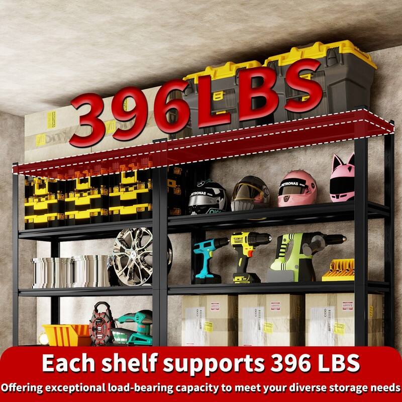 5-Tier Adjustable Heavy Duty Metal Storage Shelves, Black, 72"H