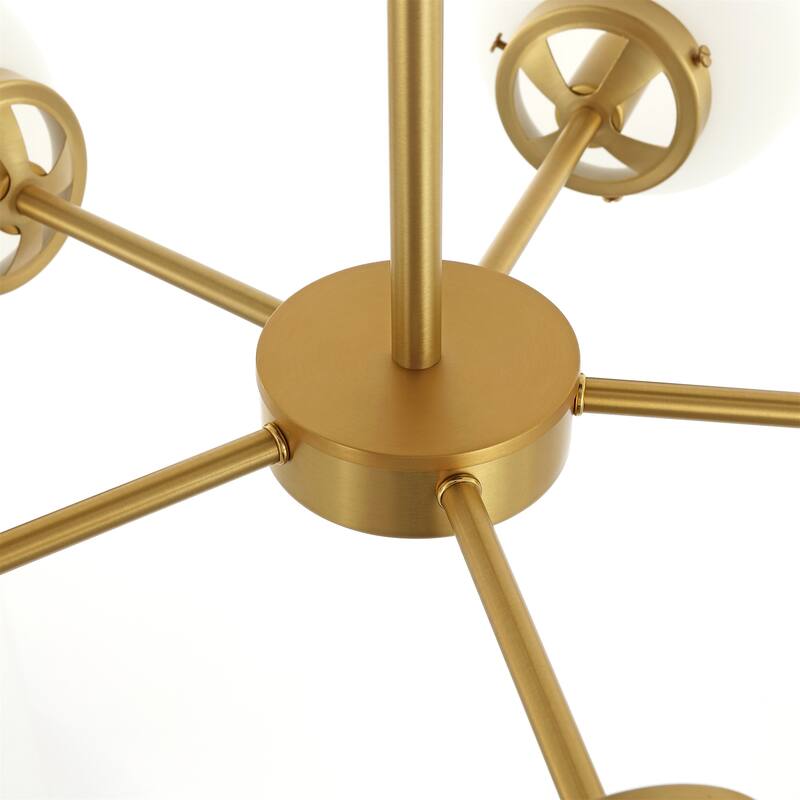 MLiAN 5-Light Sputnik Opal Glass Globe Shade Linear Chandelier for Indoor Height Adjustable - N/A