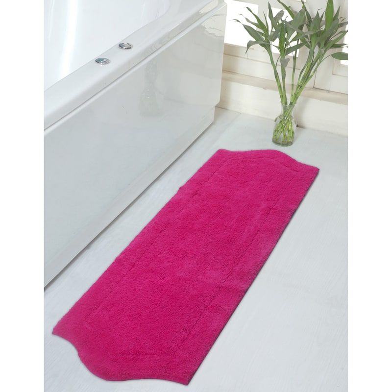 Home Weavers Bathroom Rug, Cotton Soft, Water Absorbent Bath Rug, Non Slip Shower Rug Machine Washable 22"x60" Runner - Hot Pink