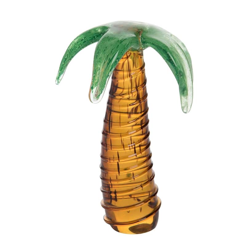 Palm Tree Glass Art Figurine Home Decor Tropical Beach 5.3 x 5.3 x 7.7