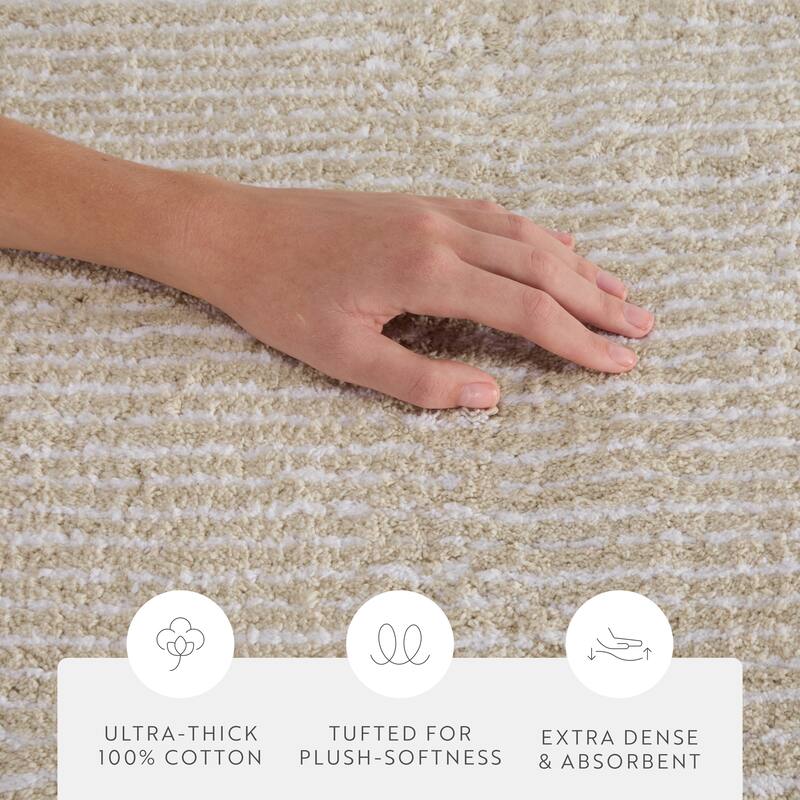 Becky Cameron 100% Cotton Pinstripe Patterned Bath Mat