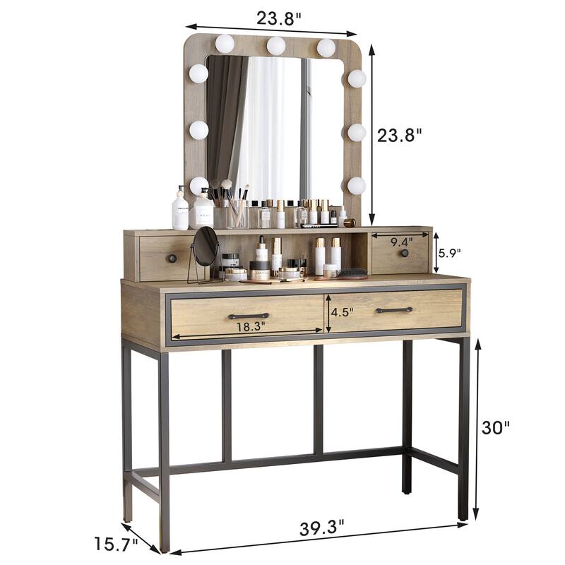 Makeup Vanity Desk with Mirror and Lights