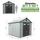8X10FT Outdoor Resin Storage Shed, Waterproof Plastic Garden Shed with
