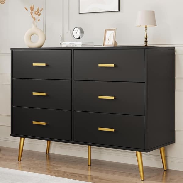 slide 2 of 16, 6 Drawer Dresser Black