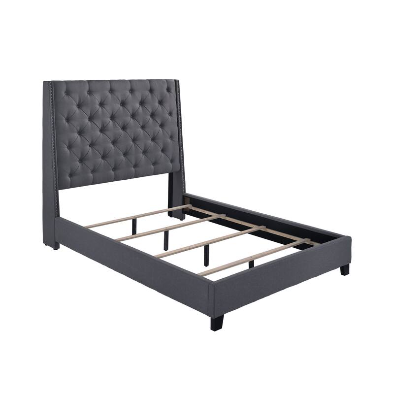 Marillin Gray Velvet Upholstered Tufted Bed