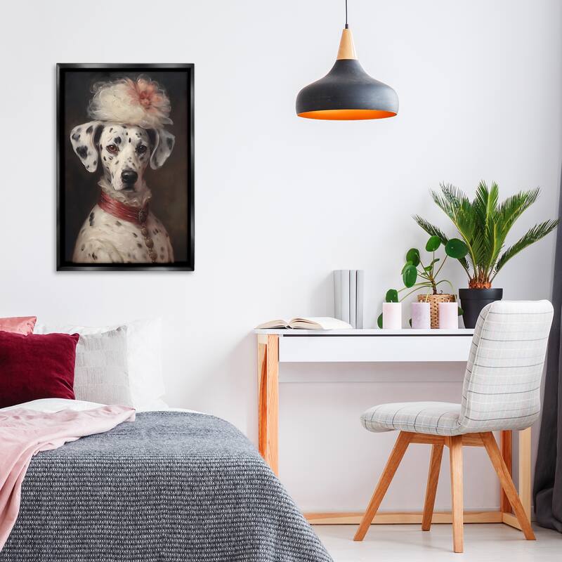 Stupell Dalmatian with Fancy Hat Portrait Framed Floater Canvas Wall Art Design By Wumples