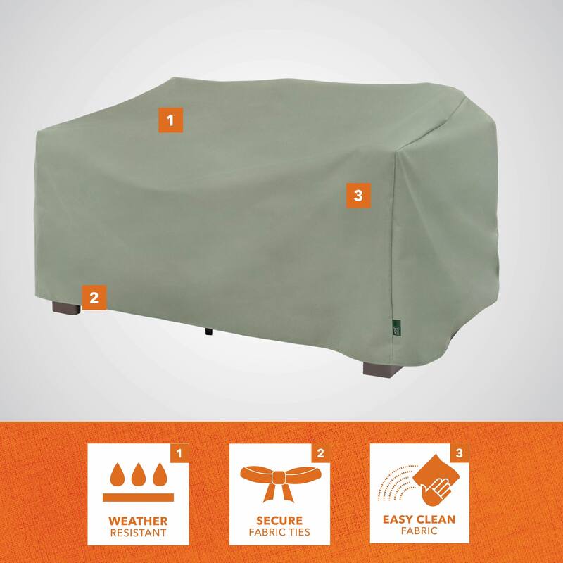 Modern Leisure Basics Patio Loveseat Cover, Small, 55"L X 33"W X 38"H, 2-Pack, Sage - 55"L x 33"W x 38"H