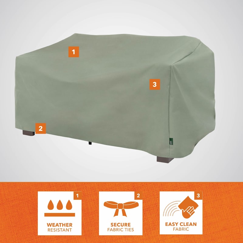 Modern Leisure Basics Patio Loveseat Cover, Small, 55"L X 33"W X 38"H, Sage - 55"L x 33"W x 38"H
