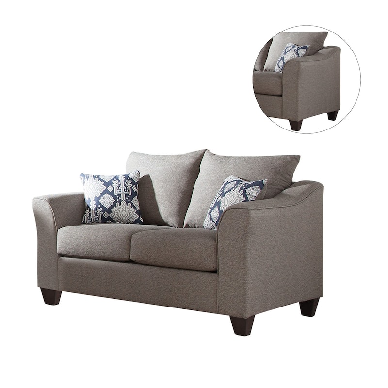 Casual Flared Arm Loveseat in Brown