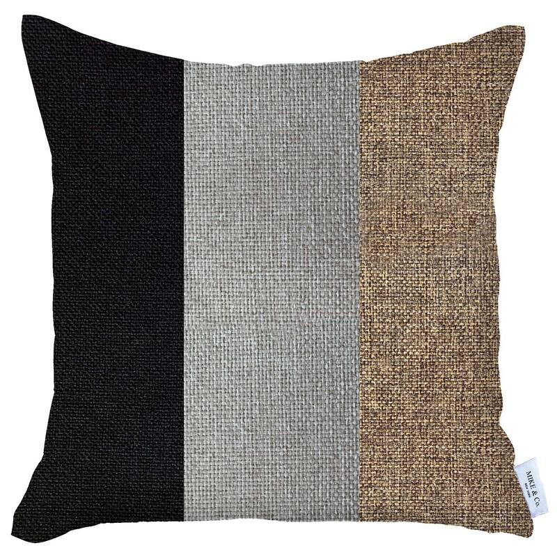 HomeRoots 18" X 18" Black And Brown Geometric Zippered Handmade Polyester Throw Pillow Cover