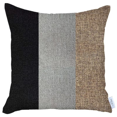 HomeRoots 18" X 18" Black And Brown Geometric Zippered Handmade Polyester Throw Pillow Cover