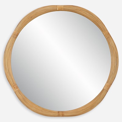 Round Bamboo Wall Mirror - 40" - Brown