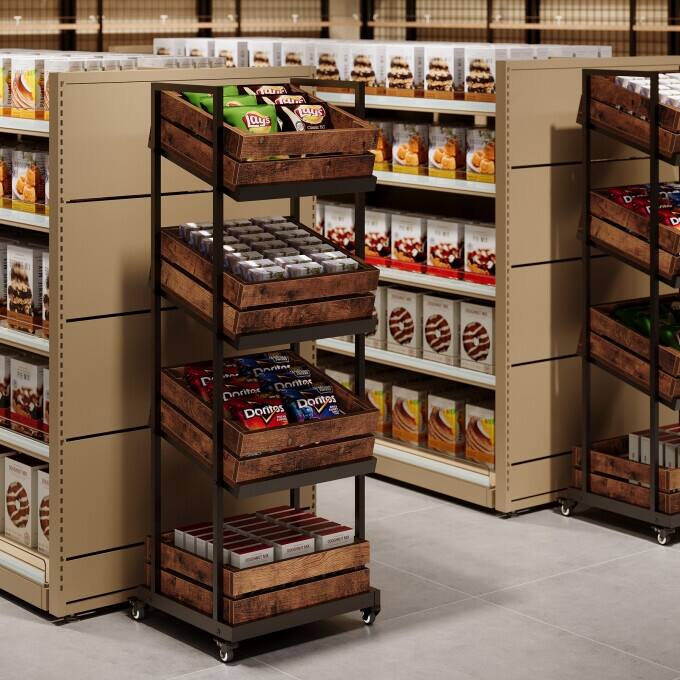 4-Tier Industrial Rolling Storage Cart, Narrow Kitchen Wine Rack