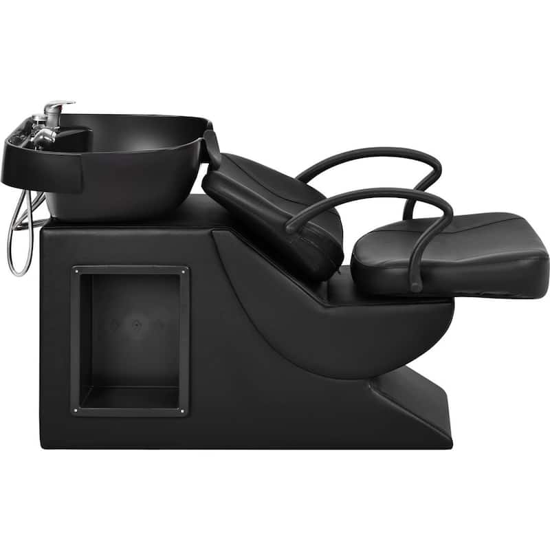 ABS Plastic Shampoo Bowl Sink Chair for Spa Beauty Salon - Black