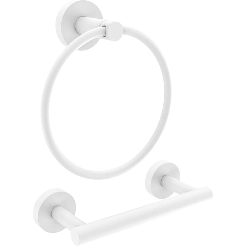 2-Piece Wall Mount Hardware Set 304 Stainless Steel Toilet Paper Holder and Towel Ring - Beige