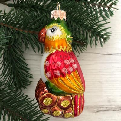 STP Goods Parrot Glass Christmas Tree Ornament - Made In Ukraine