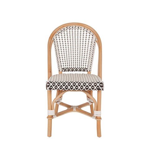 Black & White Steam Bent Rattan Outdoor Bistro Chair
