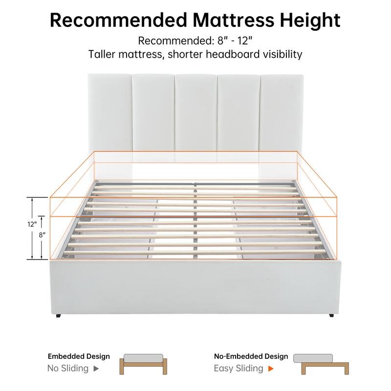 Plywood Frame Platform Bed with Storage Drawers