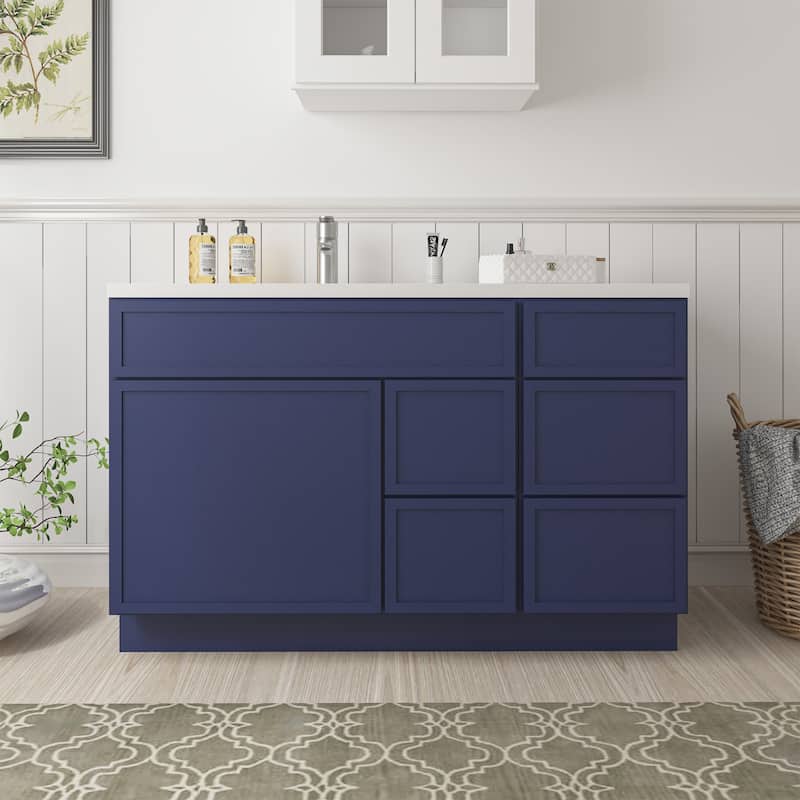 Vanity Art 51" Birch Freestanding Bathroom Vanity Cabinet without Top - Blue