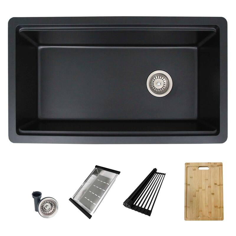 STYLISH Dual Mount 32" Single-Bowl Composite Granite Kitchen Sink - 32" x 18" x 9.5"