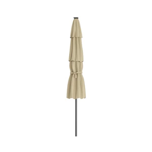 Heavy-Duty 3-Tier Sun Umbrella, 11FT Outdoor Crank Tilt Parasol