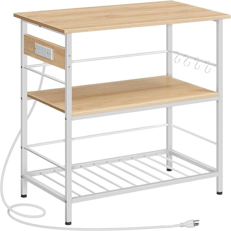 Kitchen Island with Storage - 18.9"D x 35.4"W x 35.8"H - White + Natural