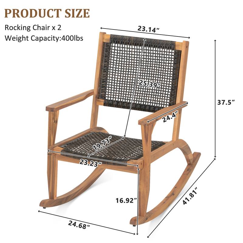 2 Pieces Acacia Wood Comfortable Patio Bistro Set