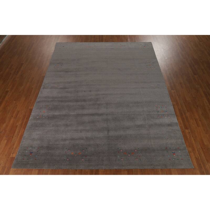 Hand Knotted Oriental 100% Wool Carpet Tribal Tribal Greys & Charcoal Gabbeh Area Rug - 12' 1'' X 9' 1''