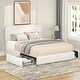 preview thumbnail 7 of 10, Patent Ivory Boucle Queen Storage Bed with Curved Headboard