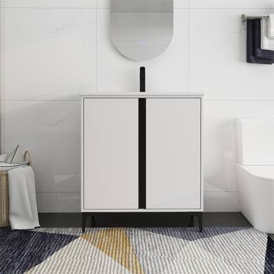 Bathroom Vanity With Sink In 24/30 Inch, Freestanding Bathroom Vanity With Soft Close Door