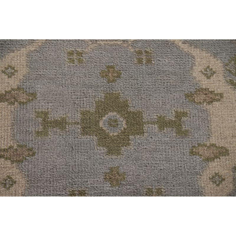 Blue All-Over Oushak Oriental Runner Rug Handmade Wool Carpet - 4'1" x 19'3"