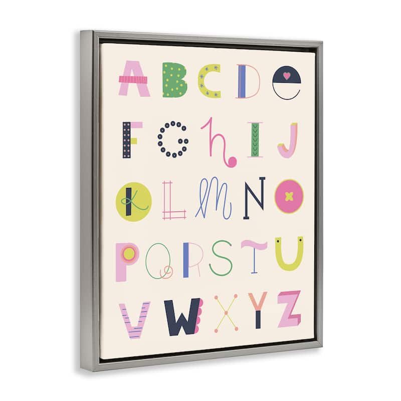 Stupell Eclectic Alphabet Letters Framed Floater Canvas Wall Art Design By Sazerelli Designs