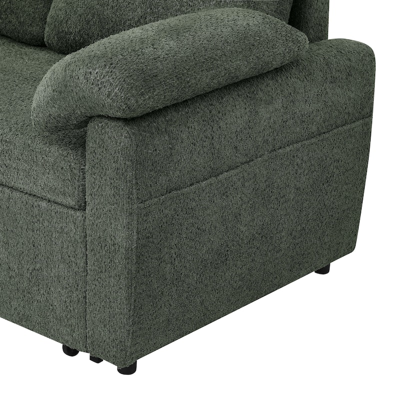3 in 1 Convertible Sleeper Sofa Couch, 86.2 Inch L Shaped Sectional Sofa with Built In Storage Chaise and Pull Out Bed