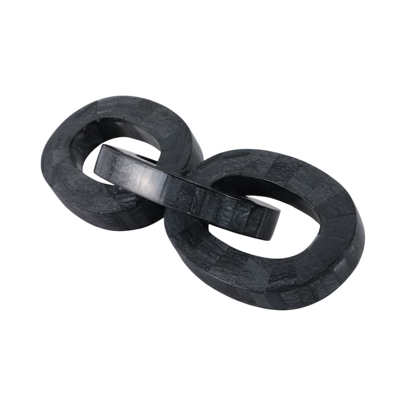 Resin Modern Chain Link Decorative Object Sculpture - 15" Black - 15" x 5" x 1"