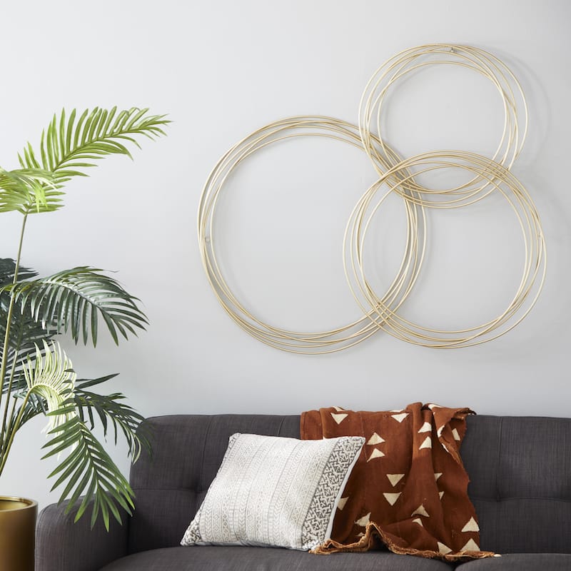 Metal Plate Overlapping Ring Home Wall Decor - Black or Gold - CosmoLiving by Cosmopolitan