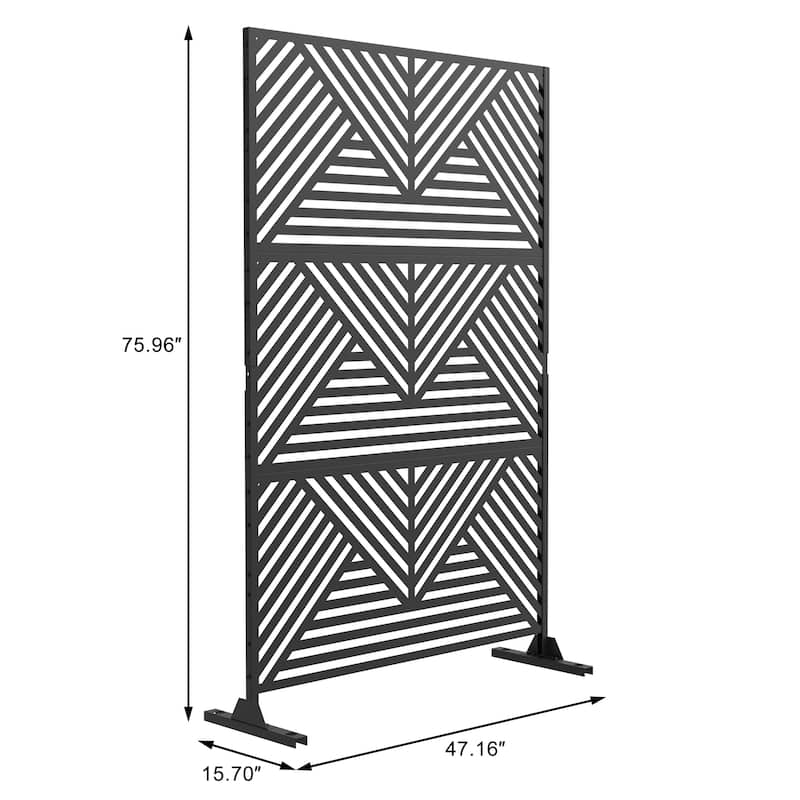 Outdoor Privacy Screen with Stand for Patio Garden Metal Fence